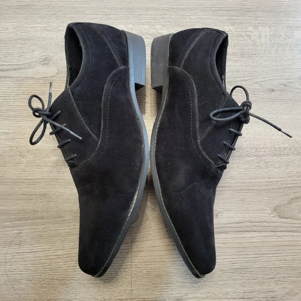 ASOS Mens Black Faux Suede Oxford Dress Shoes Lace Up Formal‎ Almond Toe SIZE 9